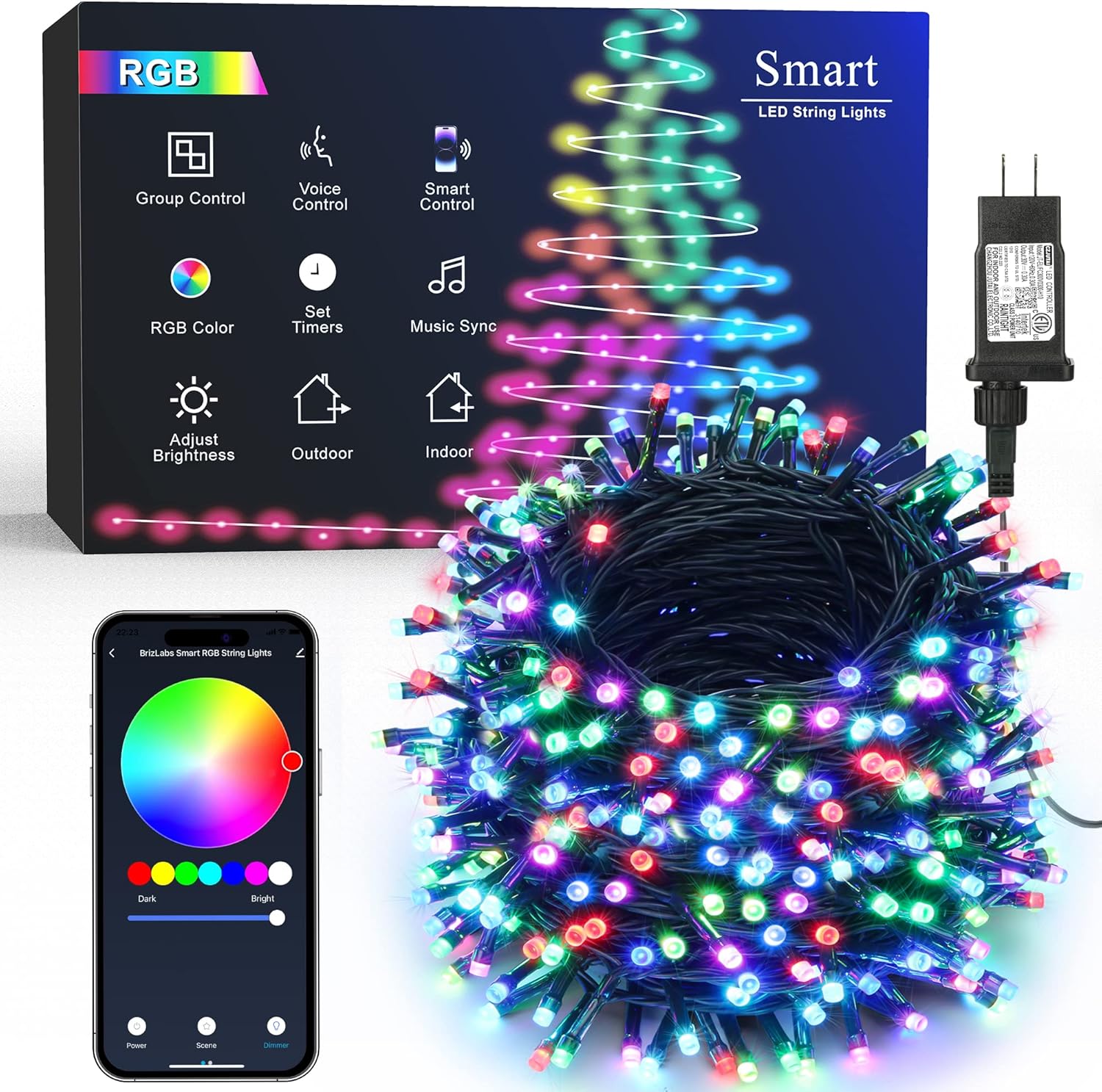 Buy Brizled Smart Christmas Lights, 196ft 600 LED Smart WiFi Color