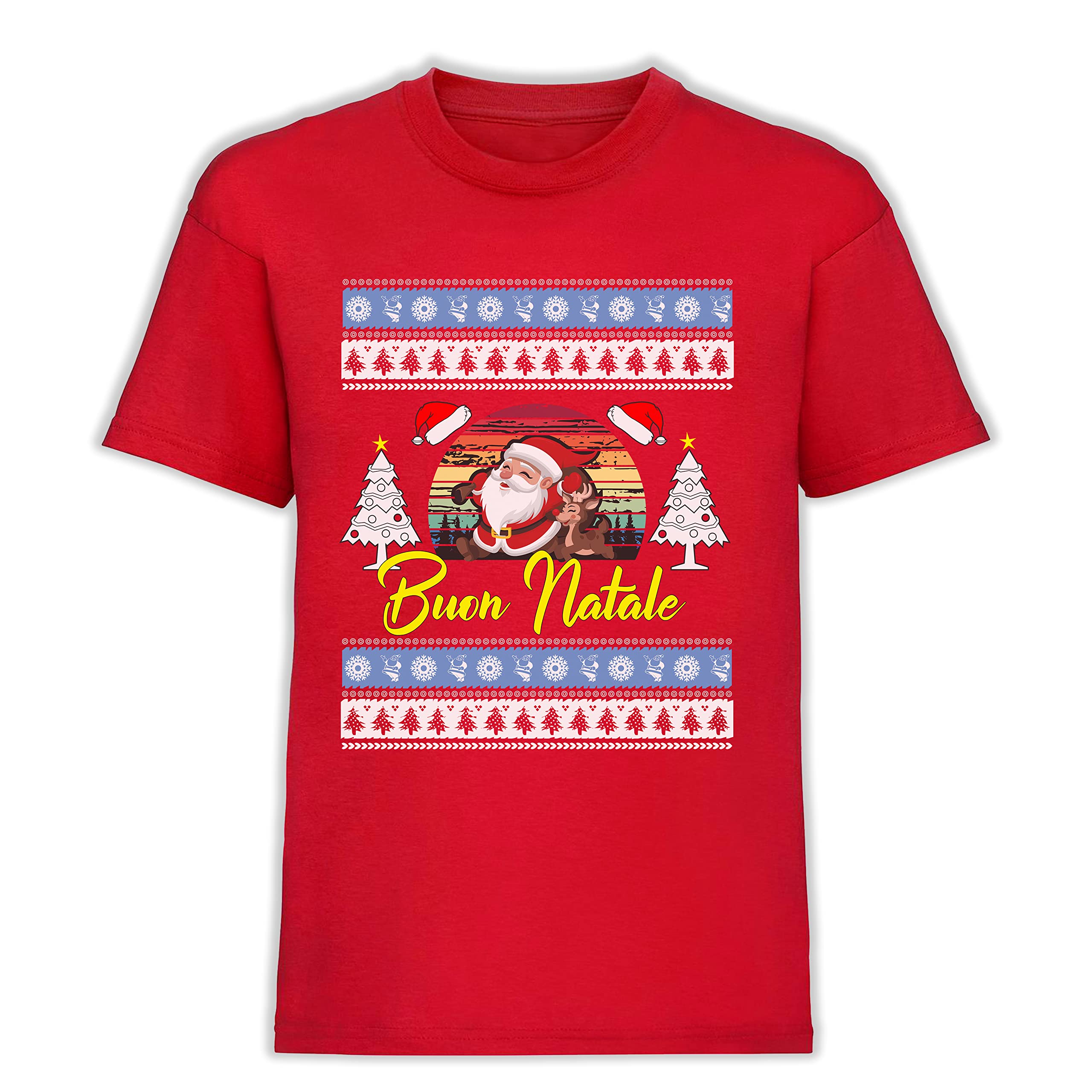 Tris Famiglia Magliette Natale - 3 Tshirt - Buon Natale - papà - Mamma - Figlio - Figlia - Coordinato Natalizio