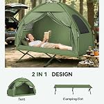 Lit de camping Outsunny, ensemble compact et portable avec tente, pliable, pour extérieur avec sac de transport, vert