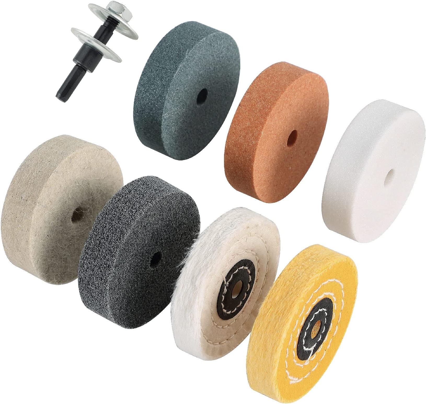 Grinding Wheel Buffing Wheels 8 Set 3 inch. for Small Grinder Polishing Machine Electric Drills. Sharpening Polishing Glass, Stainless Steel Metal. Such As Lawn Mower Blades. Christmas Gifts