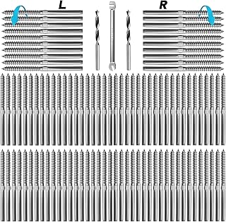 100 Packs T316 Stainless Steel Right&Left Handed Thread Swage Lag Screws for Wood Post of 1/8" Steel Cable Railing Kit, Cable Railing Hardware, DIY Wood Baluster, Wrench Include,DM50