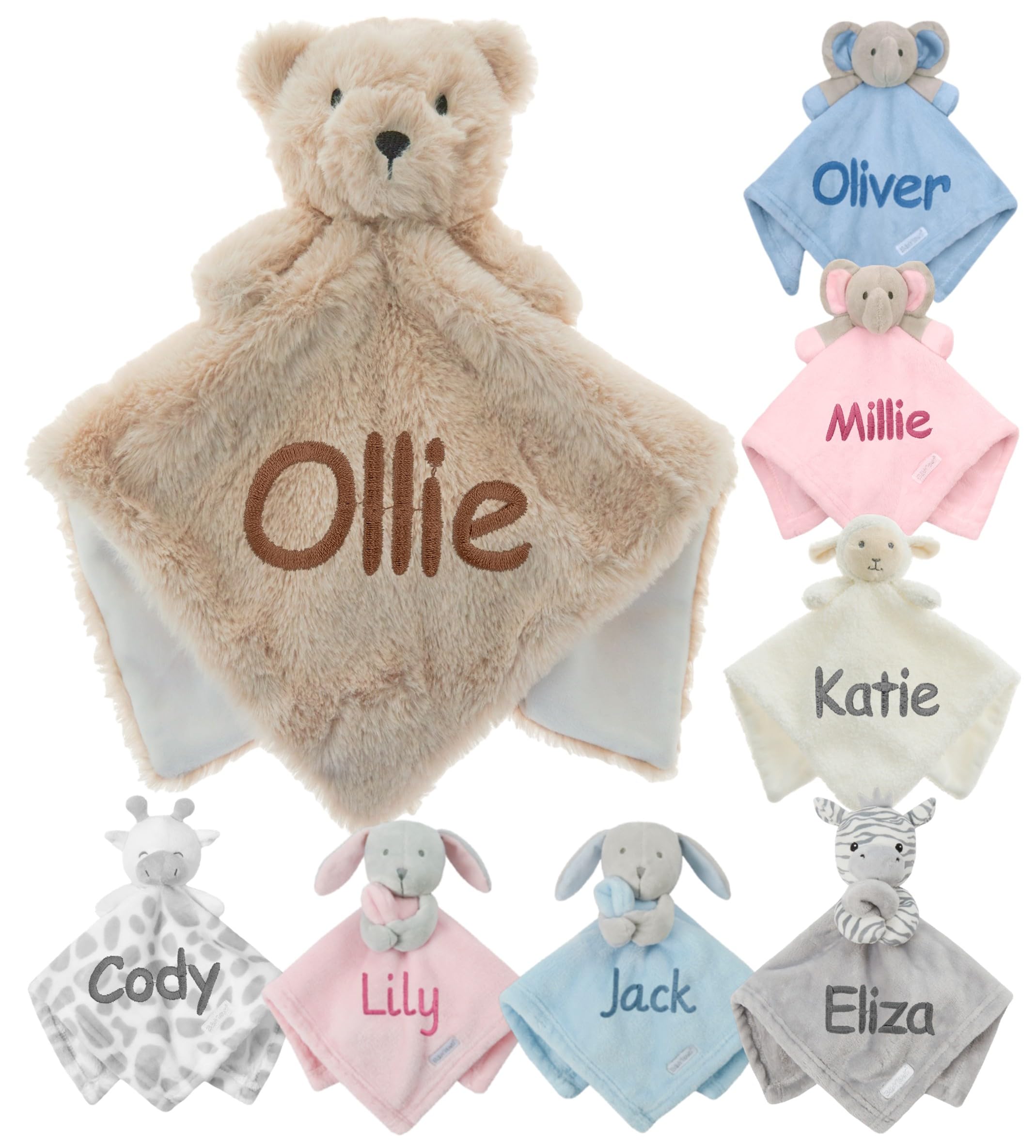 Personalised Baby Comforter Blanket Newborn Christening Shower Gift Boy Girl Keepsake Soft Snuggly Toy Blankie (Teddy)