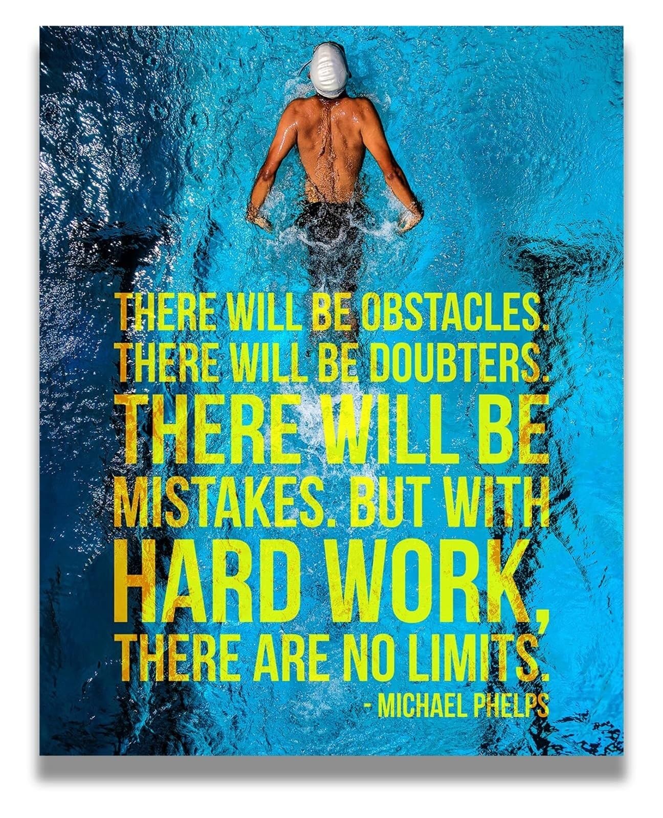 SMGLRUEAT Michael Phelps Champion Mindset Poster - Olympic Gold Medalist Inspirational Wall-Art for Swimming Sports Motivation Decor(Framed,12x18inch(30x45cm))