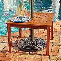 Vista 2 de Mesa auxiliar de madera para exteriores, mesa auxiliar, muebles de piscina (acabado natural)