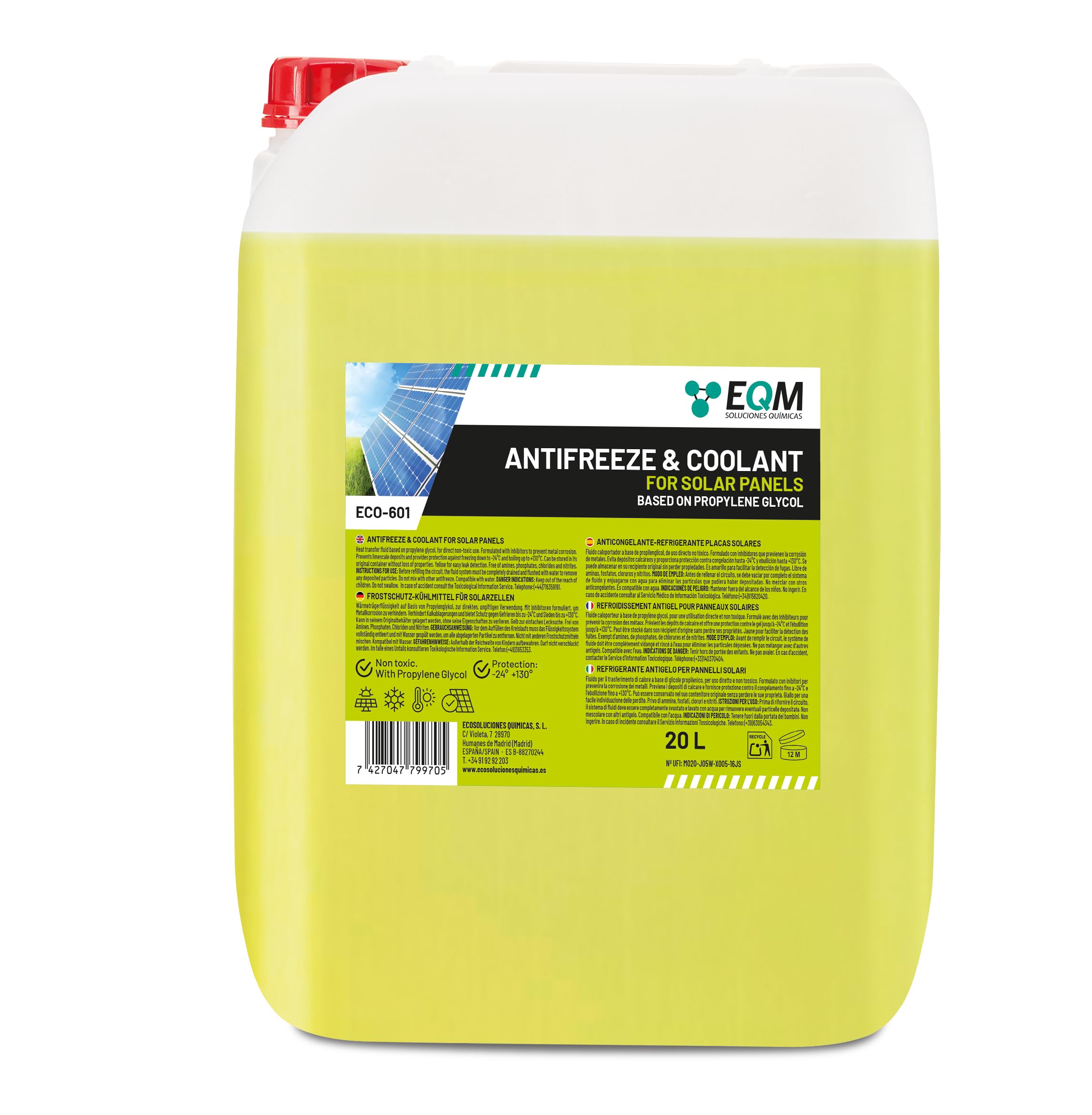 Glicole Propilenico Pronto All'uso Per Pannelli Solari E Impianti Alimentari Miscelato Al 50 Con Acqua Demineralizzata Tanica 10