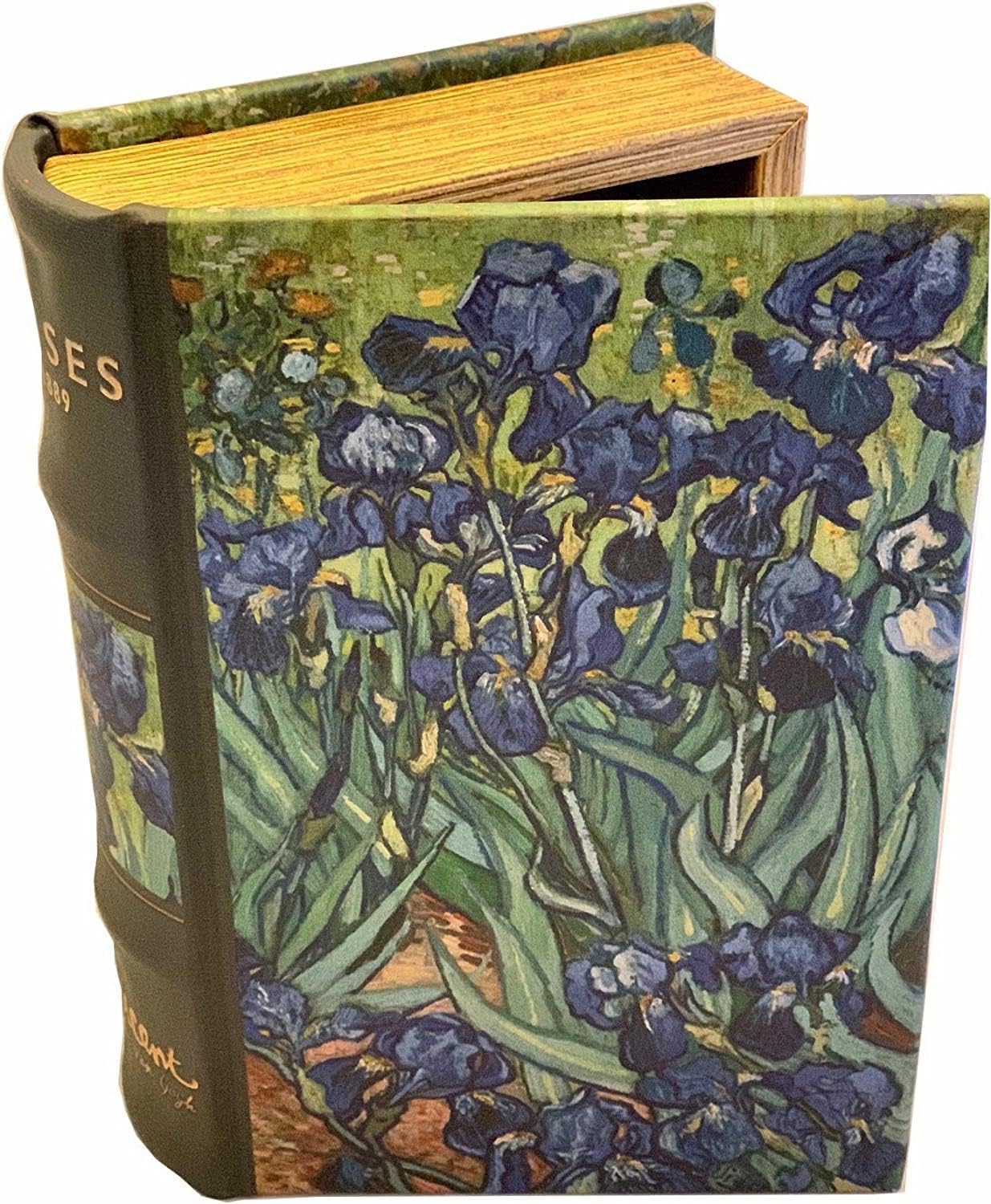 Blue Irises Decorative Book Box Art Masterpiece Collection Handmade Keepsake Jewelry Box