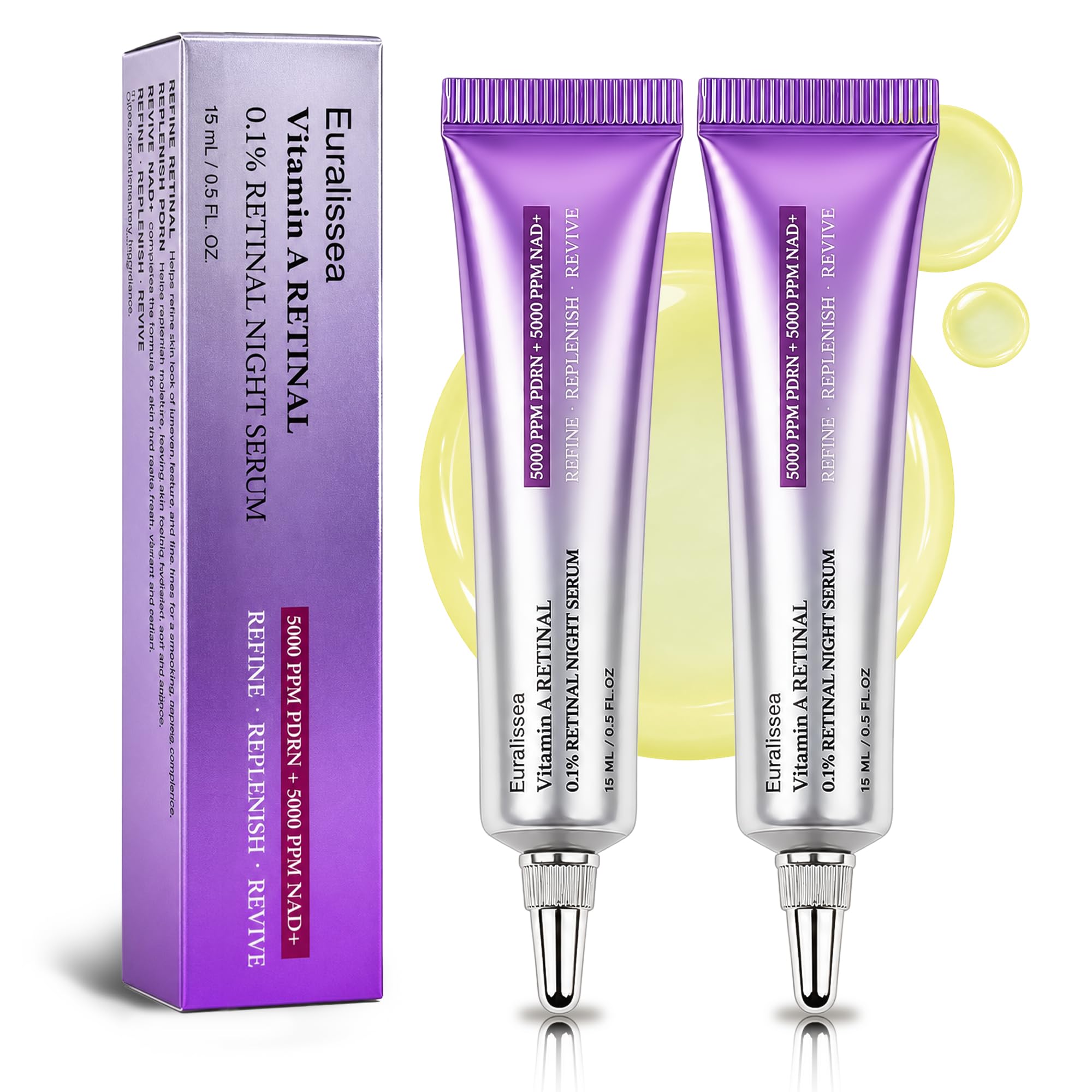 2-Pack Vitamin A Retinal Night Serum with PDRN + NAD+, 2 x 0.5 Fl Oz