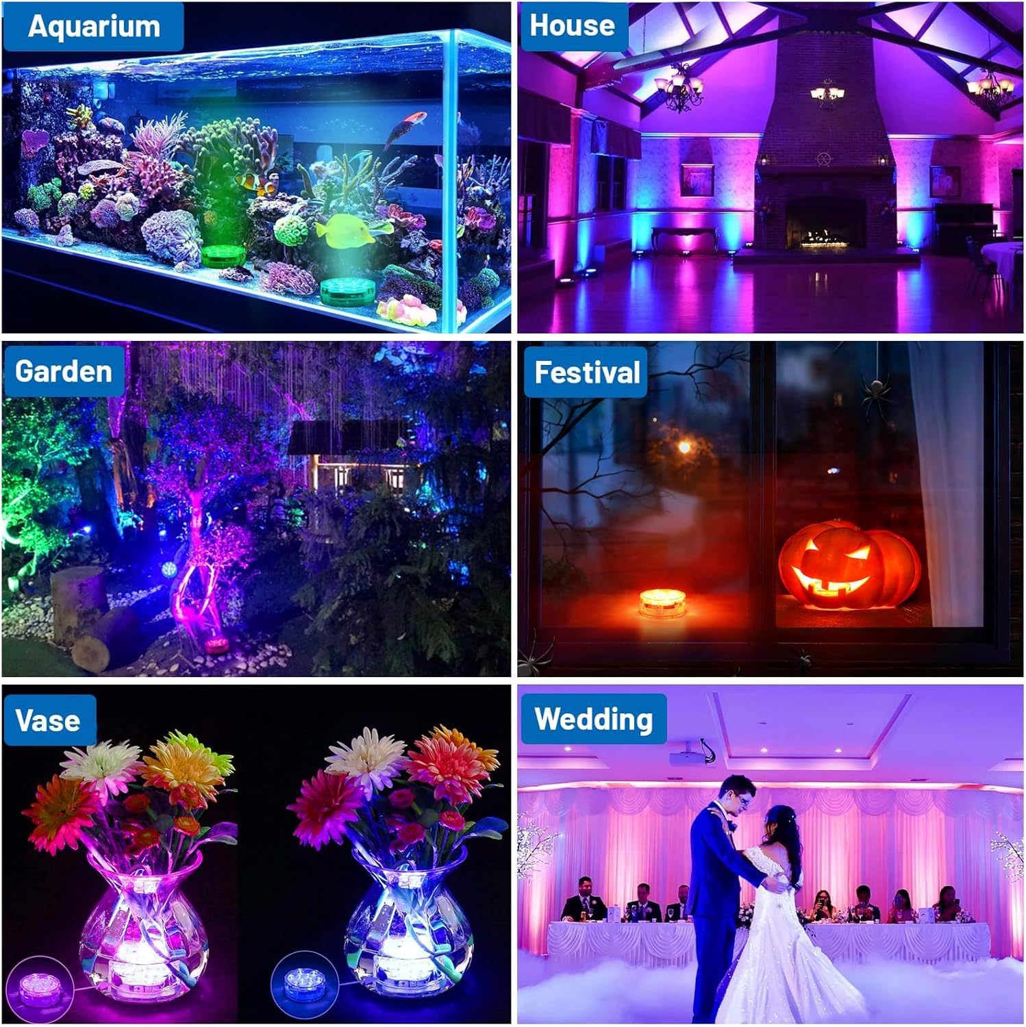 Joycome Oświetlenie basenu, 4 sztuki, 13 diod RGB LED, do basenu, akcesoria z pilotem zdalnego sterowania, magnes, lampy basenowe, wodoszczelność IP68, oświetlenie do stawu, spa, wanny, prysznica