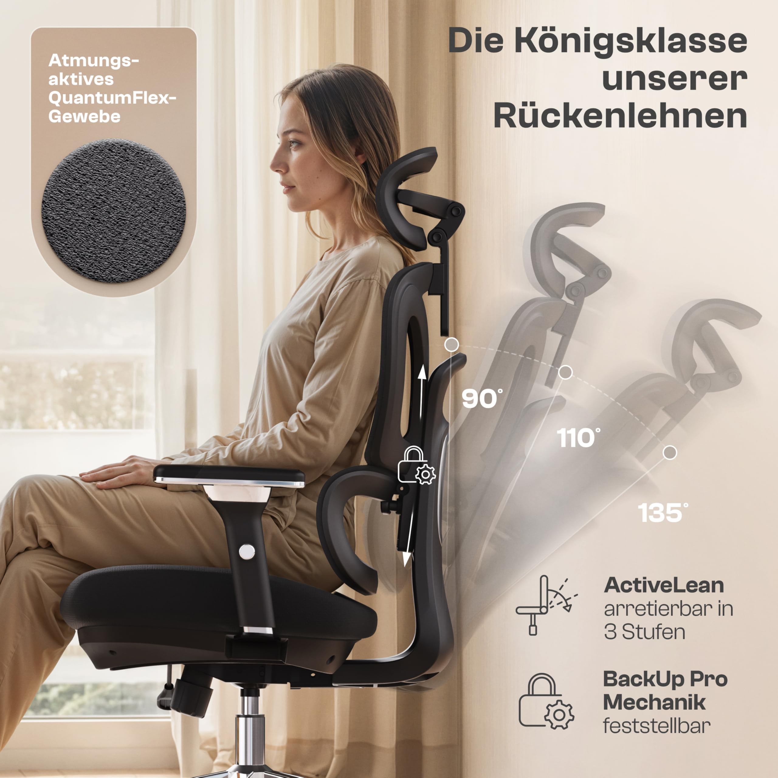 Merlin Bürostuhl Ergonomisch [VERGLEICHSIEGER] Drehstuhl 150kg | Schreibtischstuhl Ergonomisch | Komfortabler Gaming Stuhl | Bürostuhl Testsieger für höchsten Komfort und Ergonomie