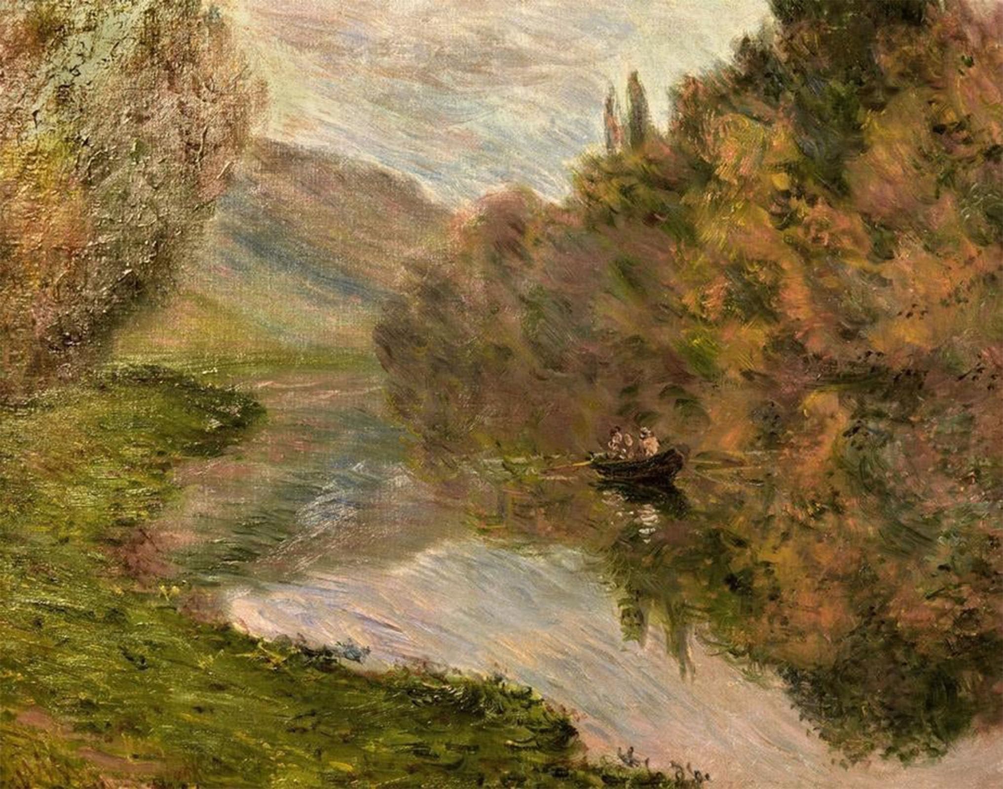 SERENDIPITP Aesthetic Poster Photo Wall Print Retro Picture Boat on The Seine At Jeufosse by Claude Monet Modern Wall Artwork for Home Decor 60x90cm