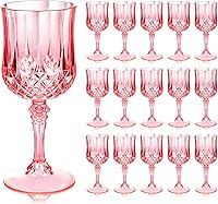 Vista 13 de Ciaell 24 copas de vino de plástico ámbar – 7 oz ámbar vintage vasos – Juego de copas de agua desechables para fiestas, bodas, bares, vino, cerveza
