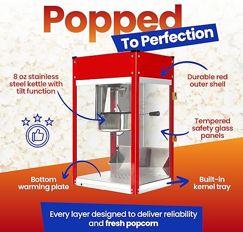 Miniatura 2 de Popcorn Machine - Electric Popcorn Popper | Stainless Steel Kettle With Scoops, Bags, Cups & Shaker | Countertop Machine, Theater Style | Ready in 5