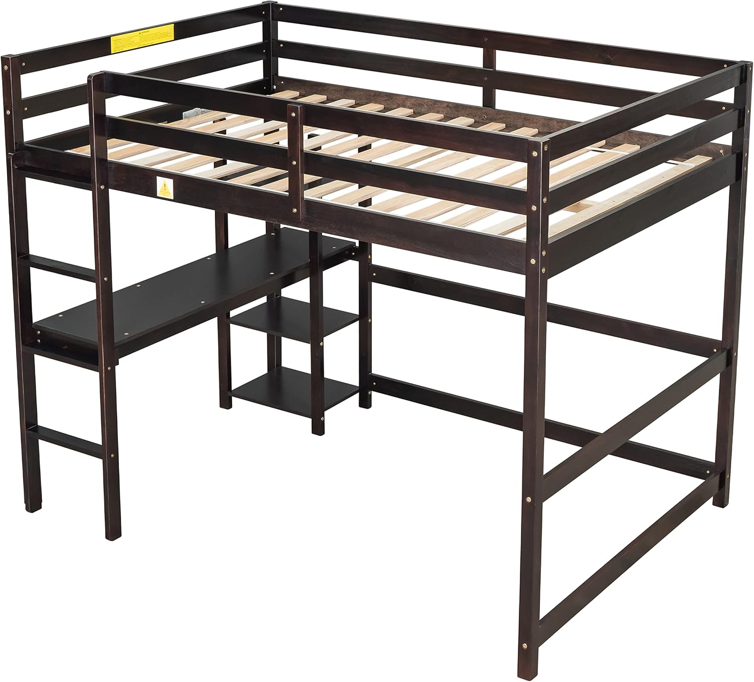 ODC Full Size Loft Bed with Desk and Storage Shelves