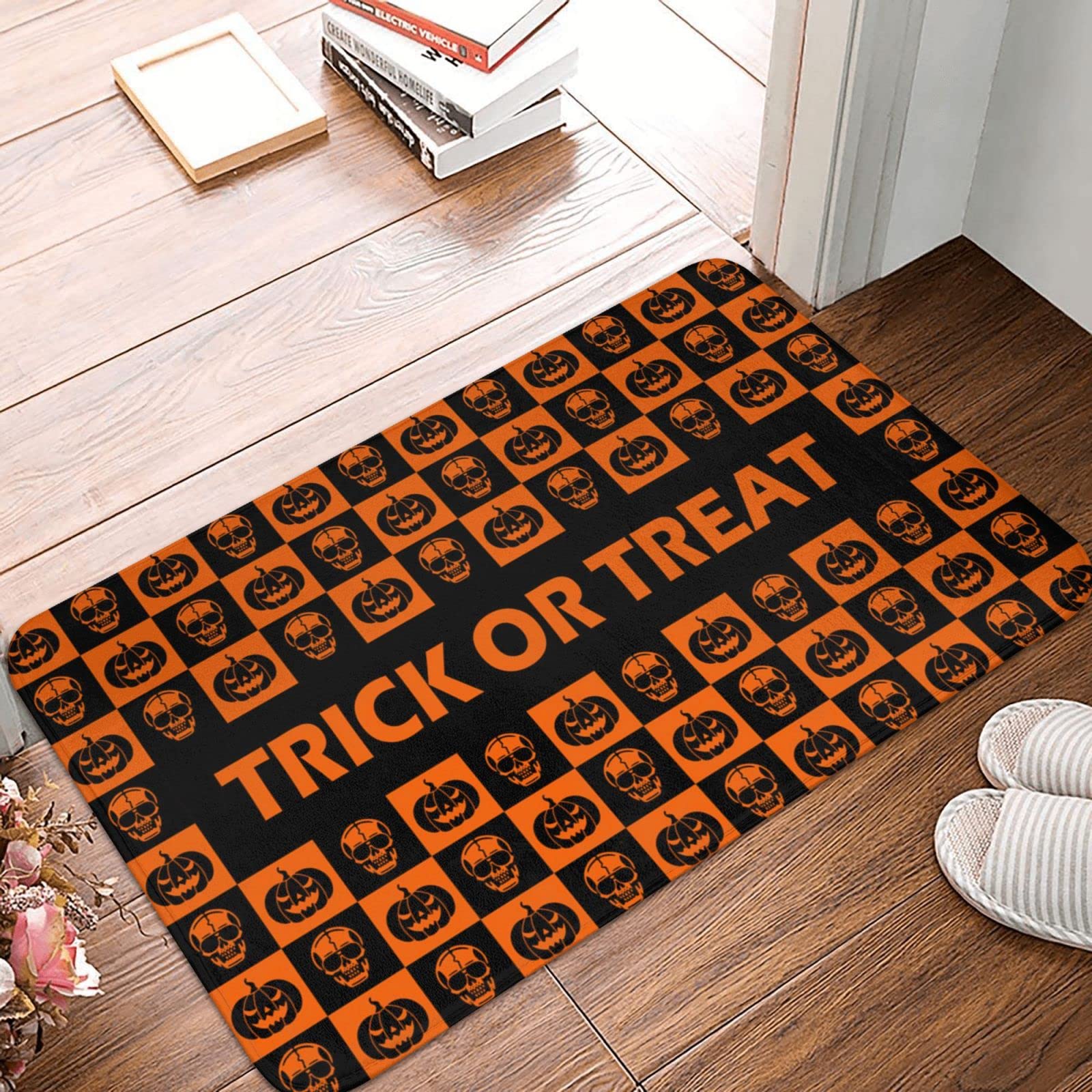 Paillasson d'Halloween extérieur et intérieur grand tapis de porte citrouille 65x90