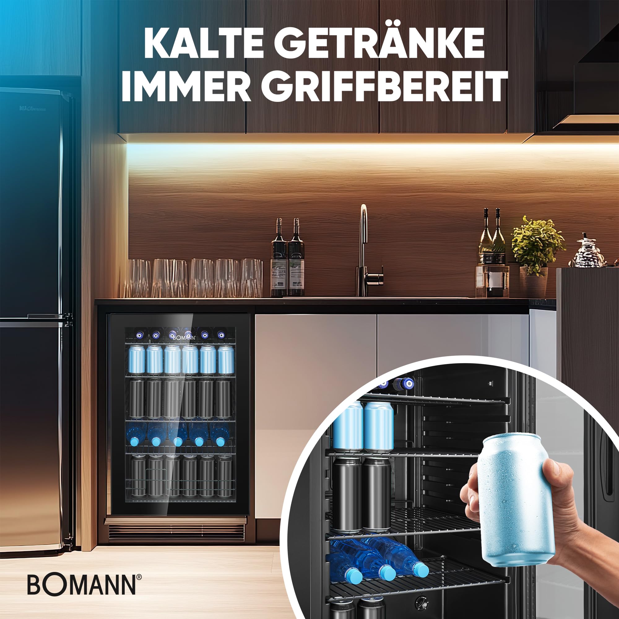 Bomann Getränkekühlschrank 115L 4 Ablagen Glastür 39dB leise KSG 7290