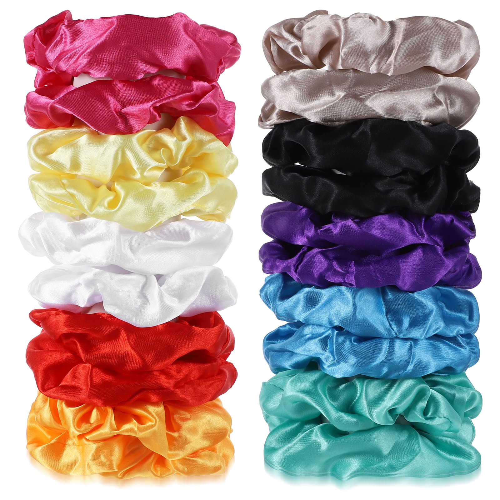 20PCS Silky Scrunchies,Soft and Fashionable Scrunchies Satin,Satins Scrunchie for Curly Hair, for All Hairs Types of Bridesmaids Proposal, Bachelorette Party Gifts, Multicolor