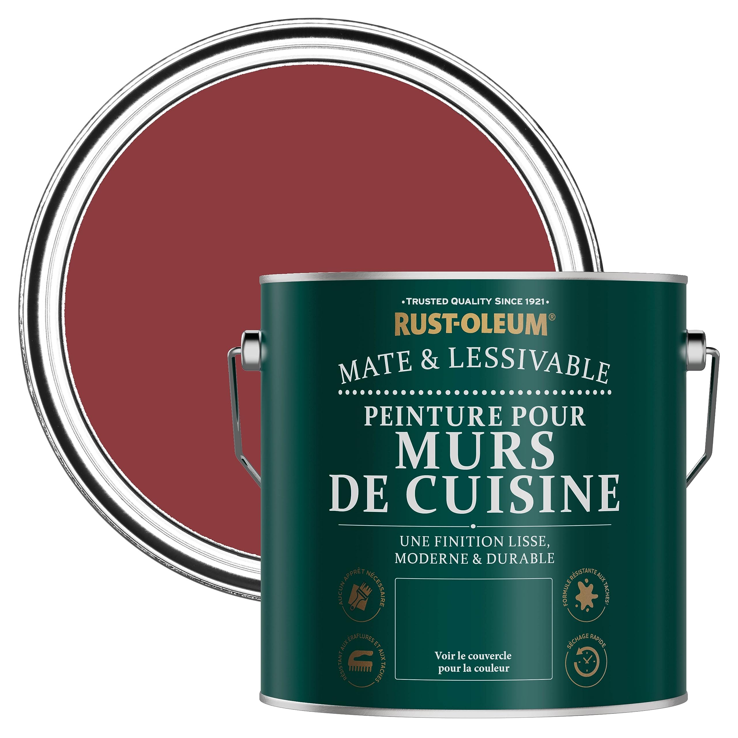 Rust-Oleum Peinture Rouge Lessivable pour Murs de Cuisine, Finition Mate - Bordeaux 2.5L