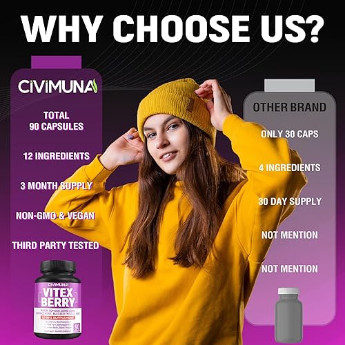 Miniatura 6 de Cápsulas de extracto de bayas Vitex | 8050 mg | 90 cápsulas - 3 meses de suministro | Vitex Berry, raíz de cohosh negro, raíz de Dong Quai