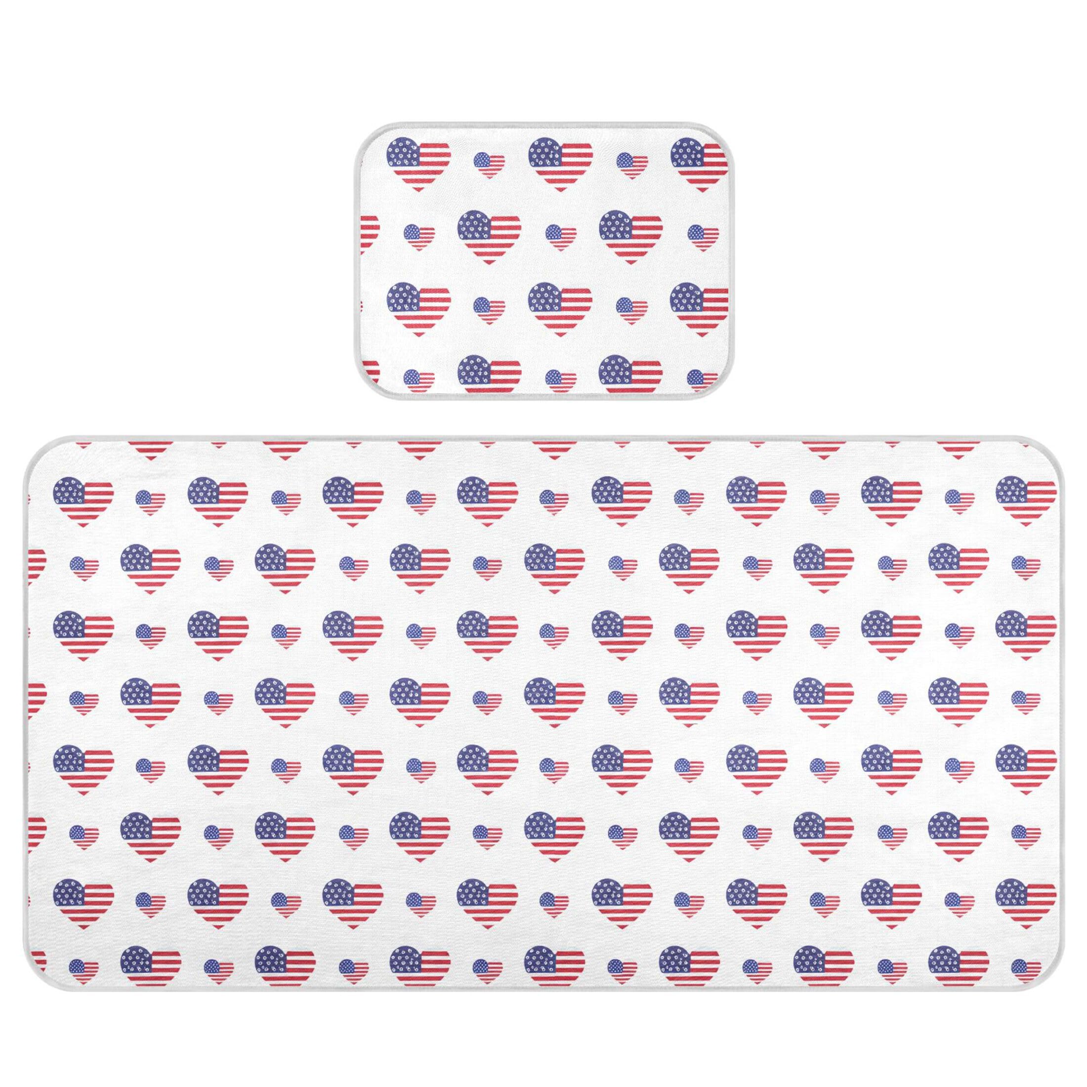 Takiito American Flag Hearts Baby Cooling Mattress Pad, Soft & Breathable Cooling Mat Keep Baby Cool in Summer 28x52 in, Nursery Essential