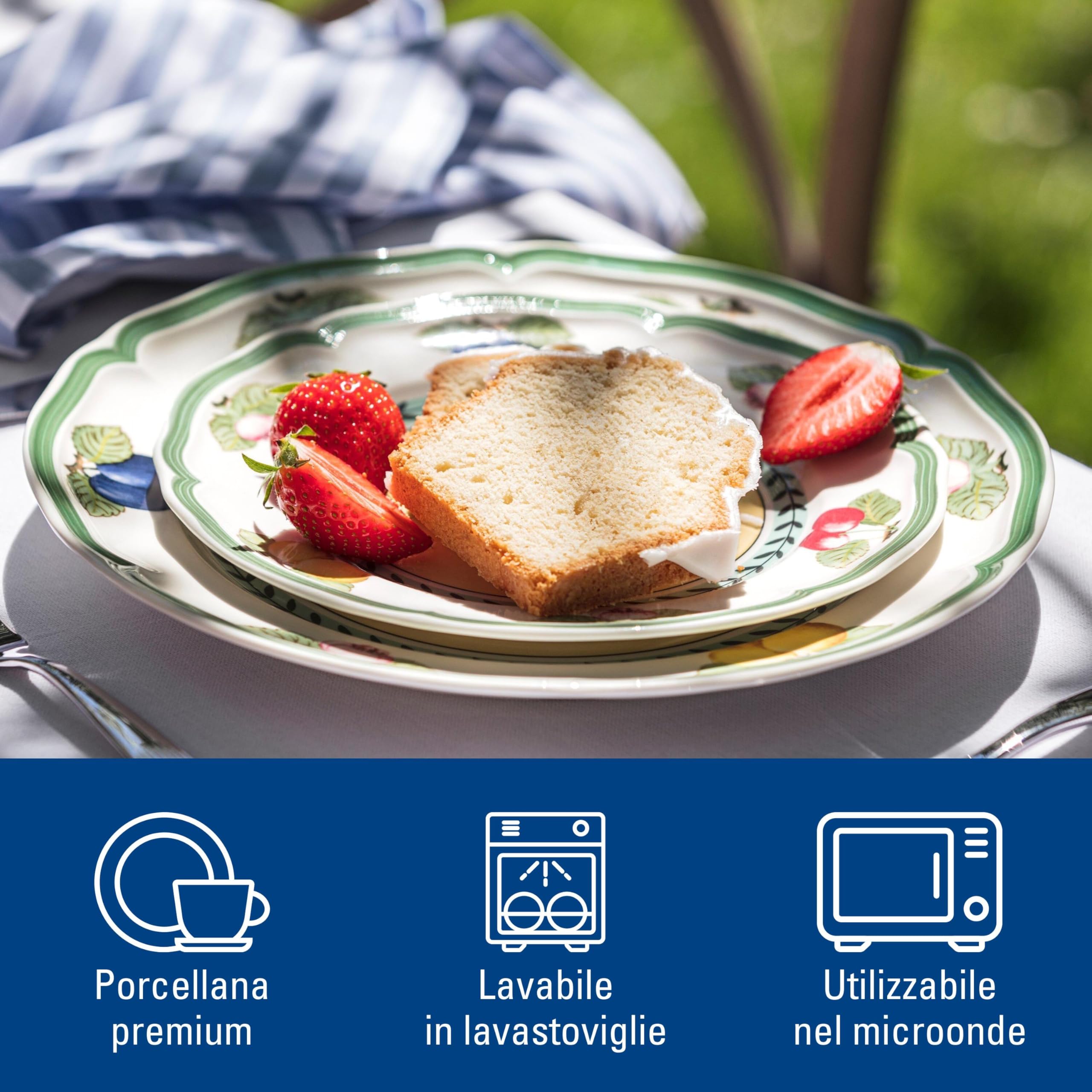 Villeroy & Boch French Garden Fleurence Piatto Rotondo da Colazione, in Porcellana Premium con Motivi di Frutta Estiva, Stile Country, 21 cm