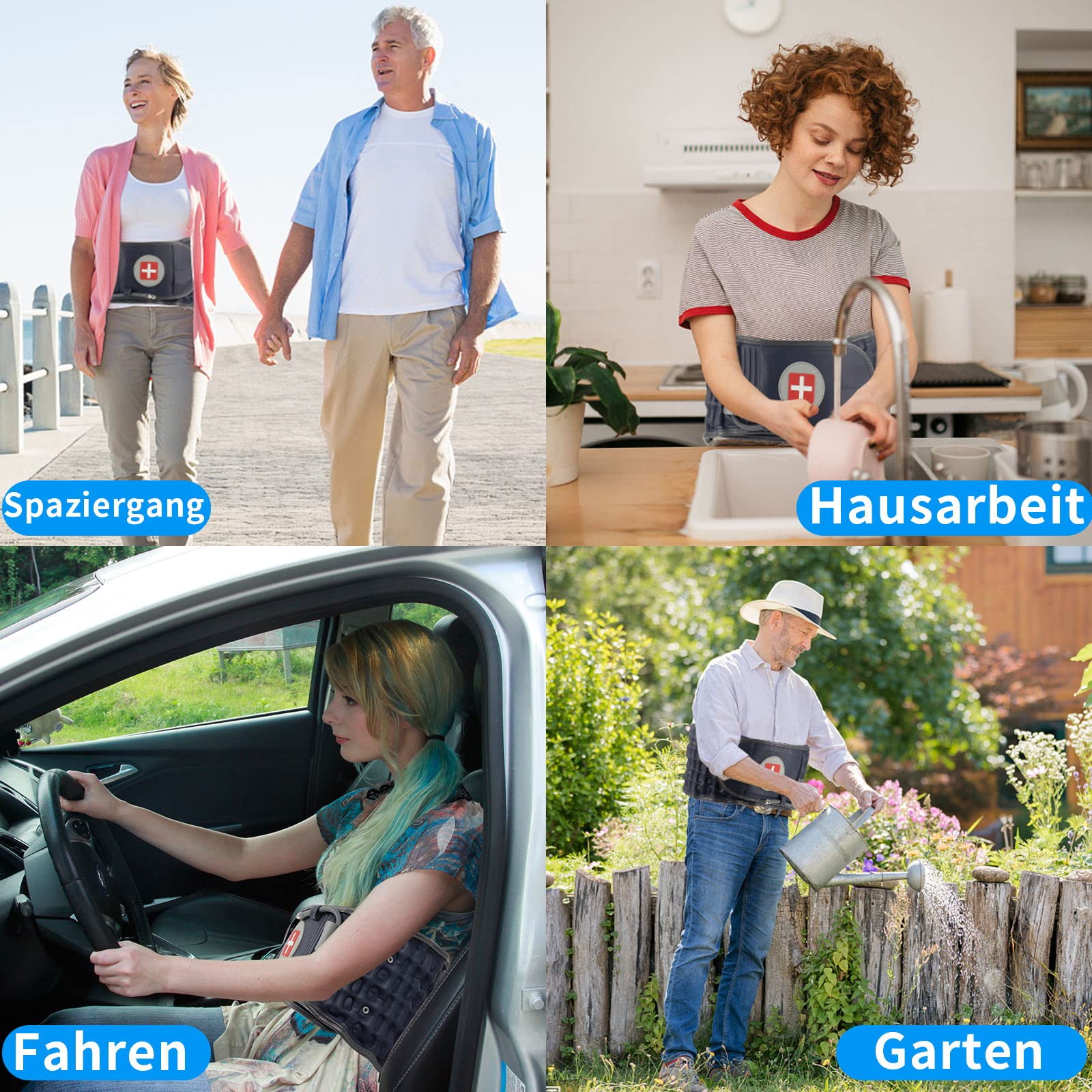 Dekompressions-Rückengürtel – Lendenwirbelstützgürtel für Männer und Frauen, Schmerzlinderung im unteren Rücken, Rückentraktionsgerät, passend für Taillenumfang 74-124 cm (Blau)