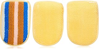 جوانتي تدليك بيضاوي طبيعي صغير مزدوج الوجه من تريبروف TRE-5118، للحمام والمنتجعات الصحية والدش - لون بيج - عبوة من3 قطع