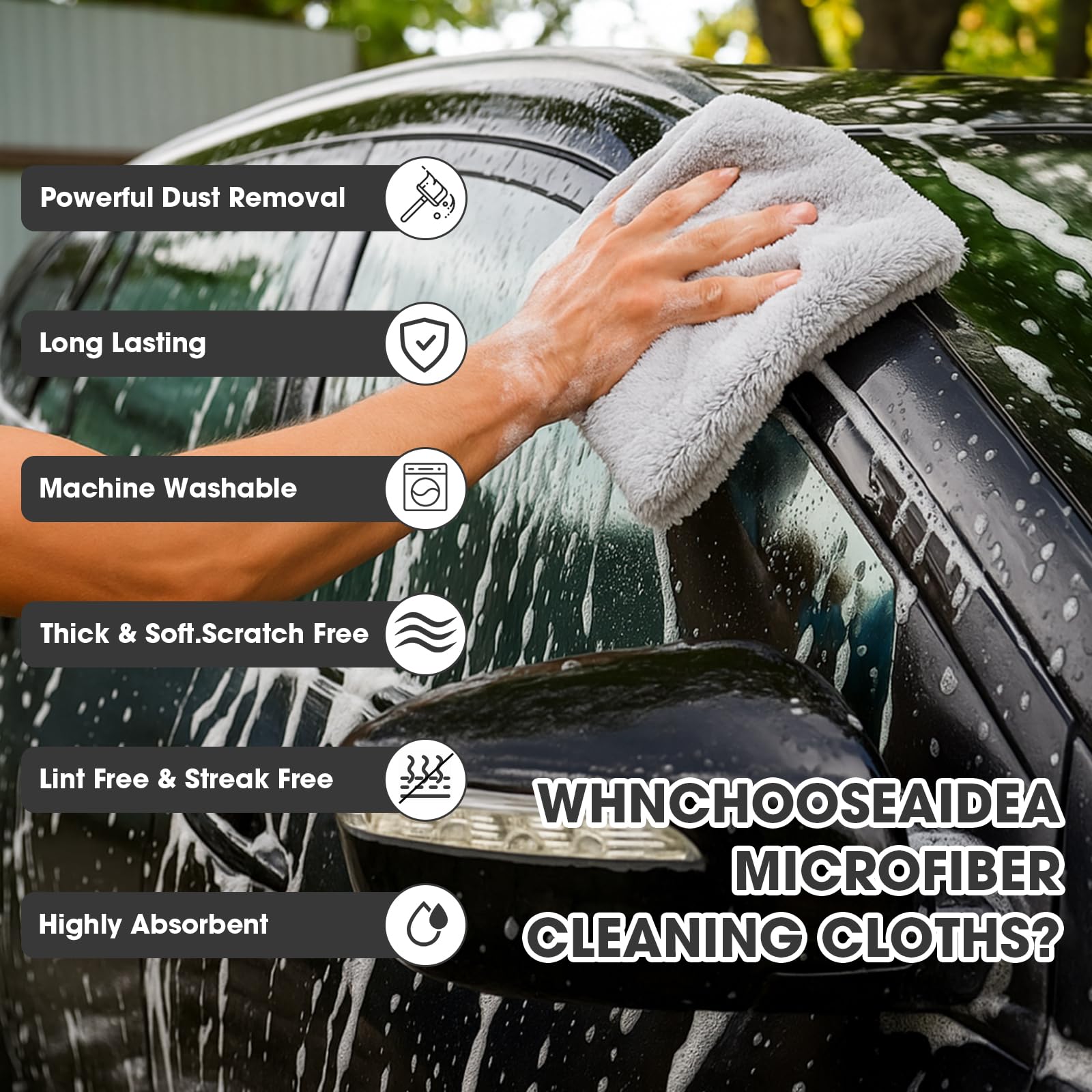 Shimeyao 30 Pcs 16 x 16 Inch Edgeless Microfiber Plush Towels for Cars Detailing Drying Wash Polishing Absorbent — view 4