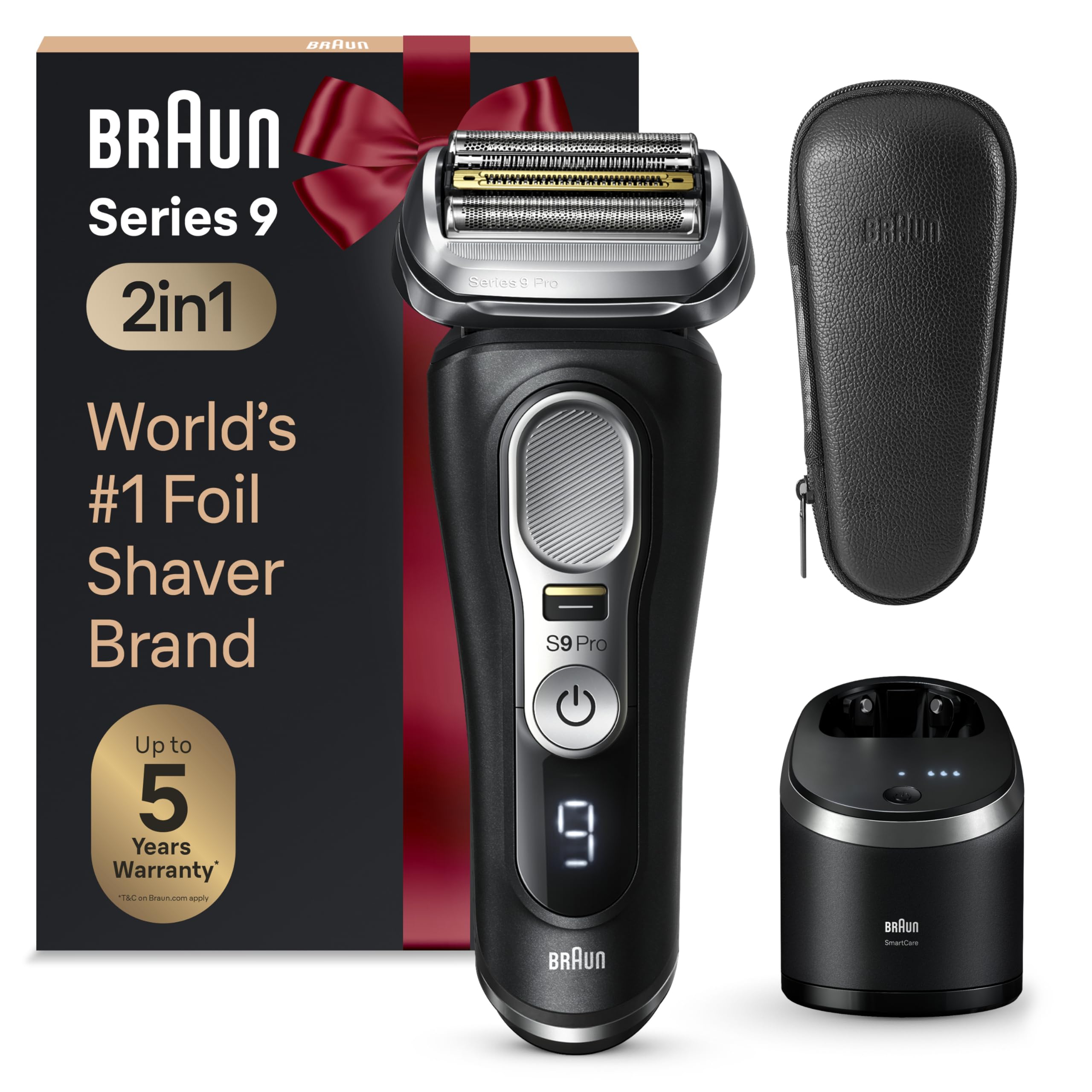 Braun Series 9 Pro 9460cc Electric Razor, Waterproof Foil Shaver for Men, Wet & Dry Shave, With ProLift Beard Trimmer for Grooming, 5-in-1 Cleaning & Charging SmartCare Centre Included, Atelier Black