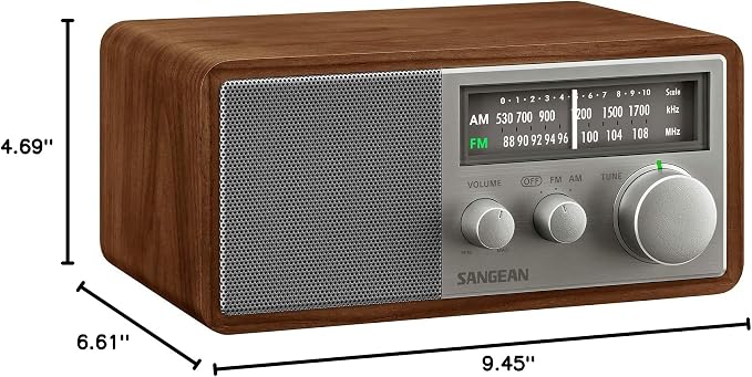 Sangean SG-116 Radio AM/FM de Mesa Madera, Nogal-Plata miniatura 6