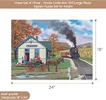 Bits and Pieces - Value Set of Three (3) 300 Piece Jigsaw Puzzles for Adults - Each Puzzle Measures 18" x 24" - 300 pc Whistle Shop, Morning, Ma'am, Bushels of Fun Jigsaws by Artist John Sloane…