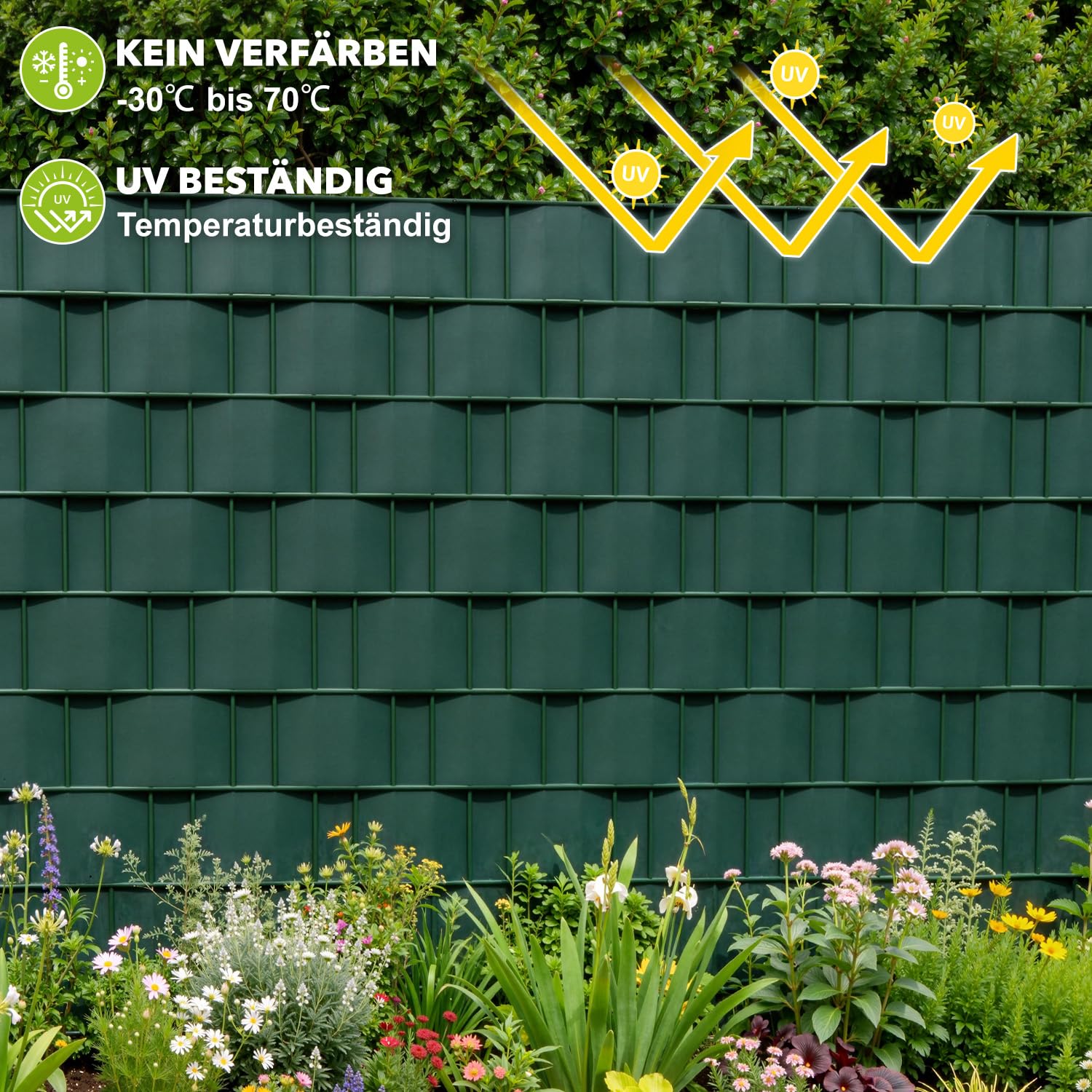 Ribelli 2er Set Sichtschutzstreifen Zaun, 2 Rollen á ca. 35 Meter x 19 cm inkl. 60 Clips, PVC Sichtschutz Zaunfolie, Doppelstabmatten Zaunfolie, Windschutz für Gartenzaun, Balkon,Grün