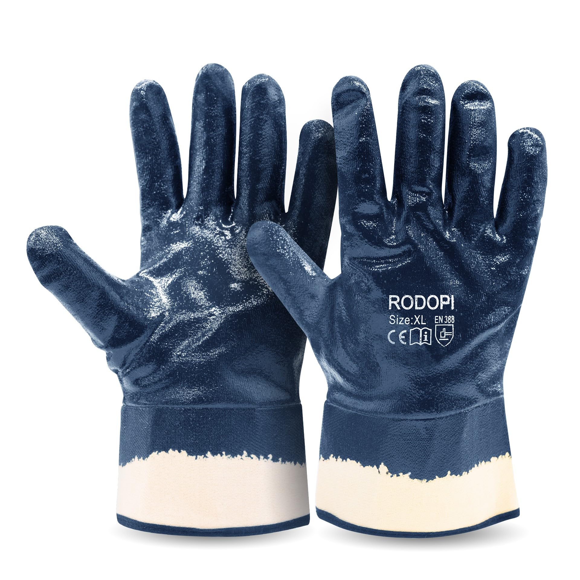 RODOPI Arbeitshandschuhe Lubrix-Pro Nitril vollbeschichtet Gummihandschuhe für Herren und Damen Nitrilhandschuhe Ölresistent Handschuhe Gartenhandschuhe
