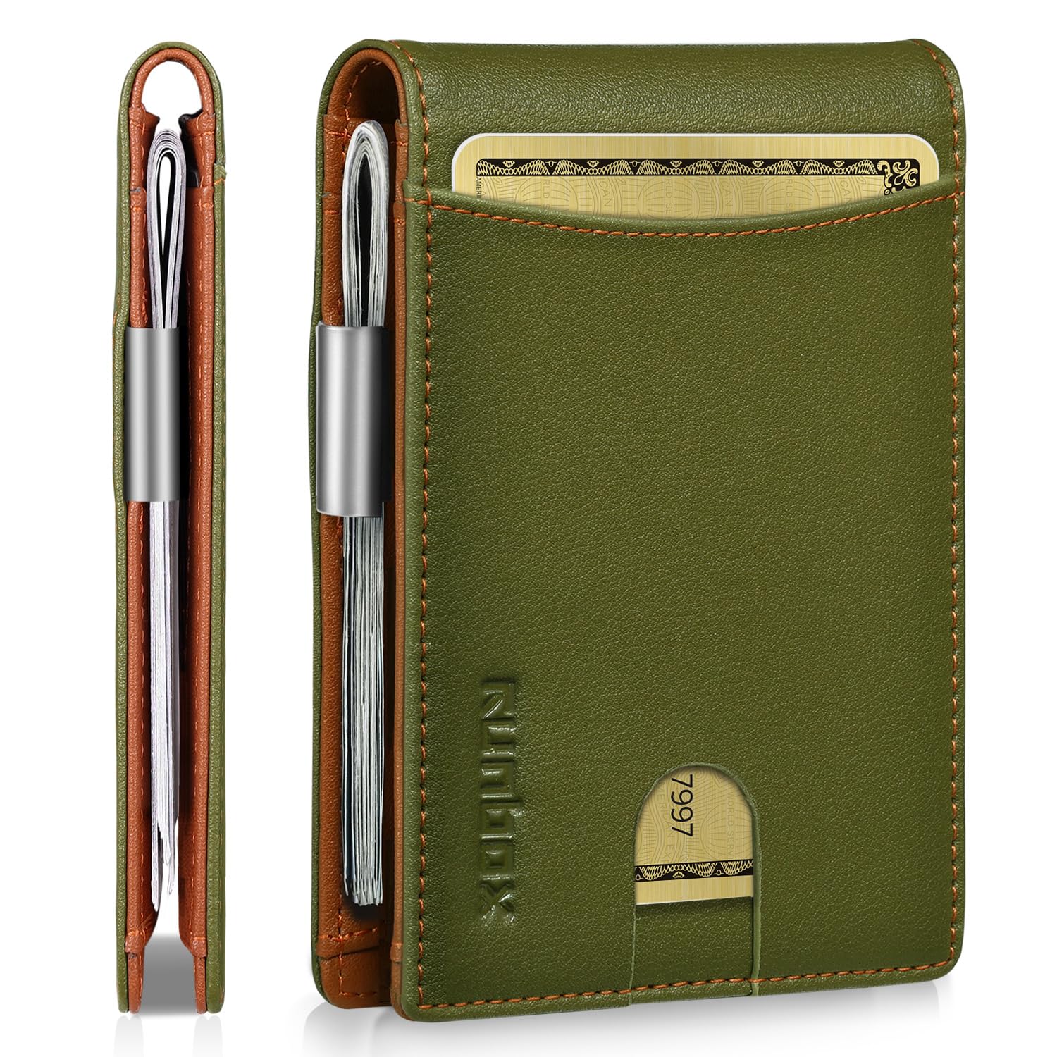 RUNBOX Slim Money Clip Wallet for Men, RFID Blocking Bifold, Front Pocket