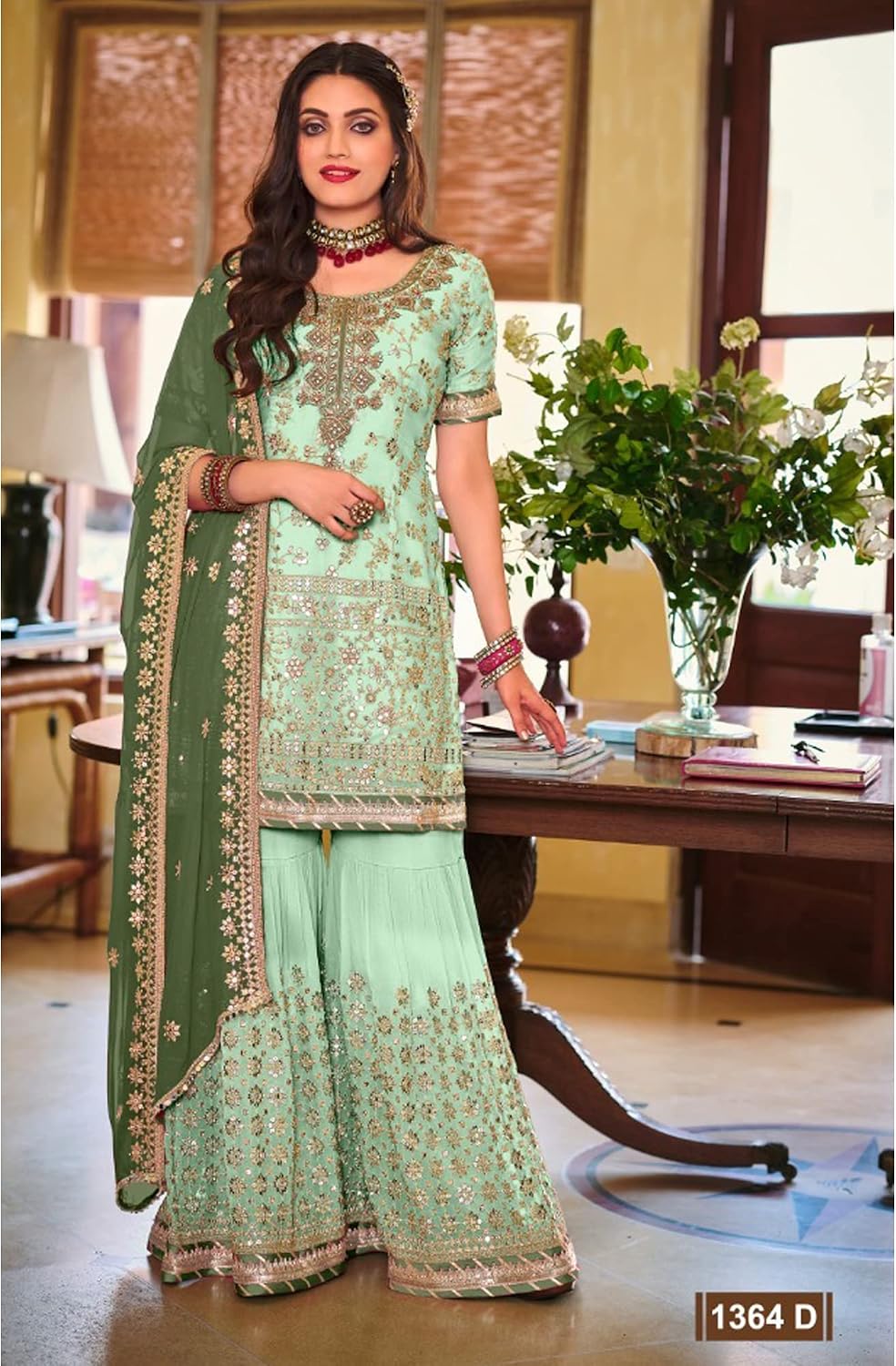 Heavy Georgette Fabric Pakistani Designer Shalwar Kameez Suits Indian Sharara Palazzo Dress