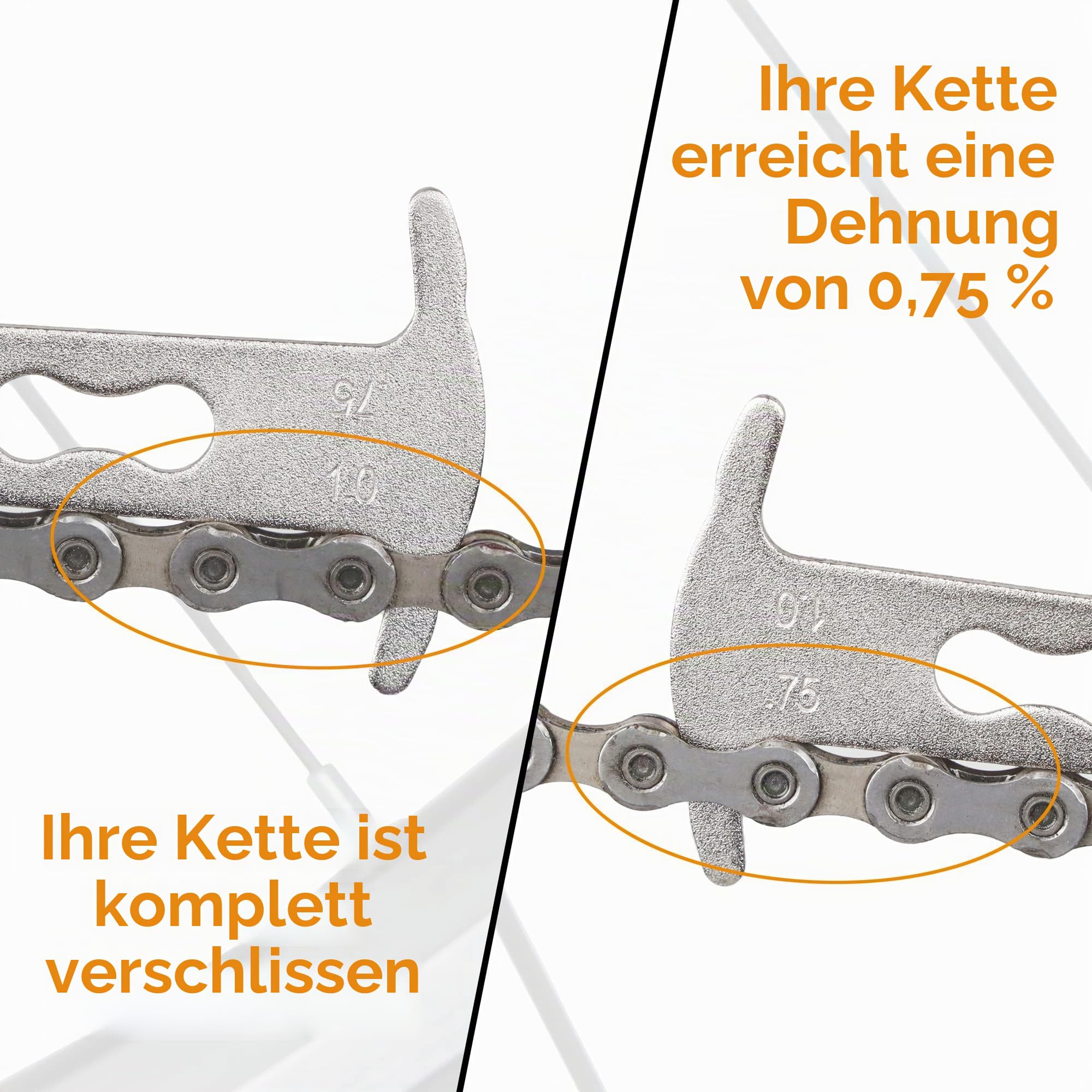 Bikehand Werkzeug zum Kontrollieren der Fahrradkette, Verschleißindikator für KMC Shimano