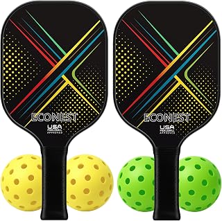 Pickleball Paddles Set of 2 with 4 Balls – High-Performance Fiberglass Face for Precision, Comfortable Grip & Easy Control – Ideal for Beginners & Intermediates – USAPA Approved
