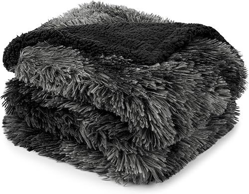 Miniatura 2 de Pavilia Manta de cama negra esponjosa, tamaño King, manta grande de felpa cálida para sofá y sofá, sherpa de piel sintética gruesa súper suave,