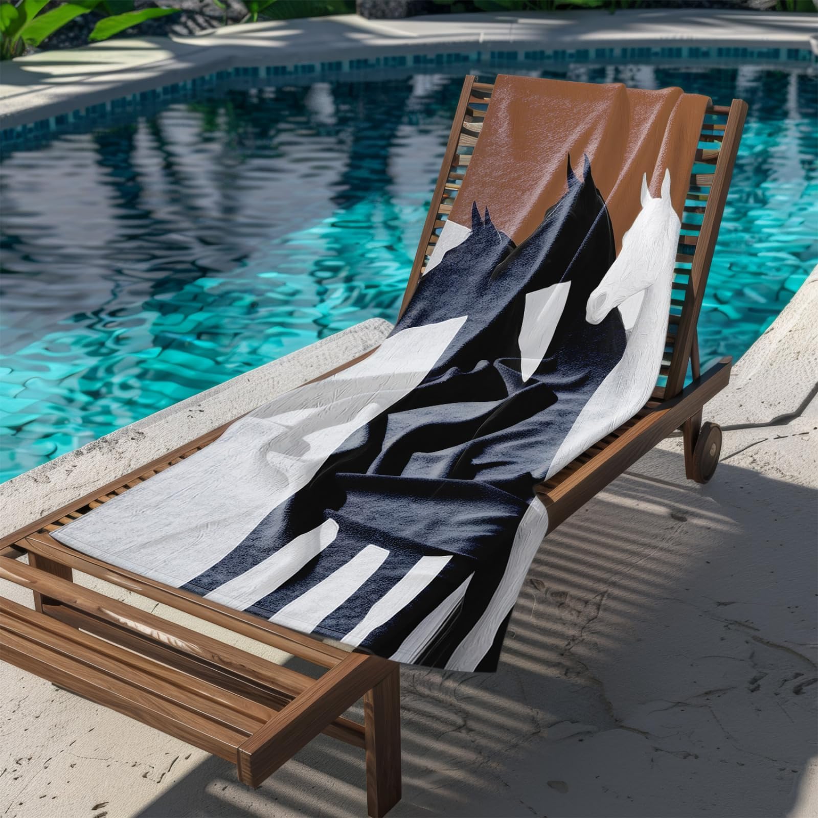 Générique Serviette Microfibre Plage Modèle Noir Blanc