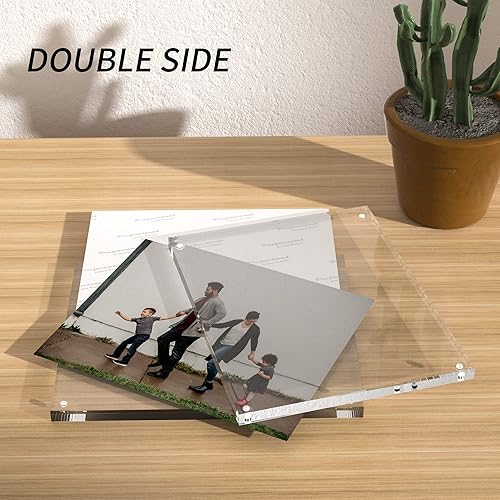 Vista 61 de Marco de fotos acrílico de 4 x 6 pulgadas, marco de fotos magnético transparente de 4 x 6, marcos de fotos de escritorio sin marco de doble cara