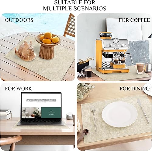 Miniatura 7 de Softalker Juego de 6 manteles individuales de vinilo, de piel sintética, resistentes al calor, 100% impermeables, a prueba de aceite, se limpian con