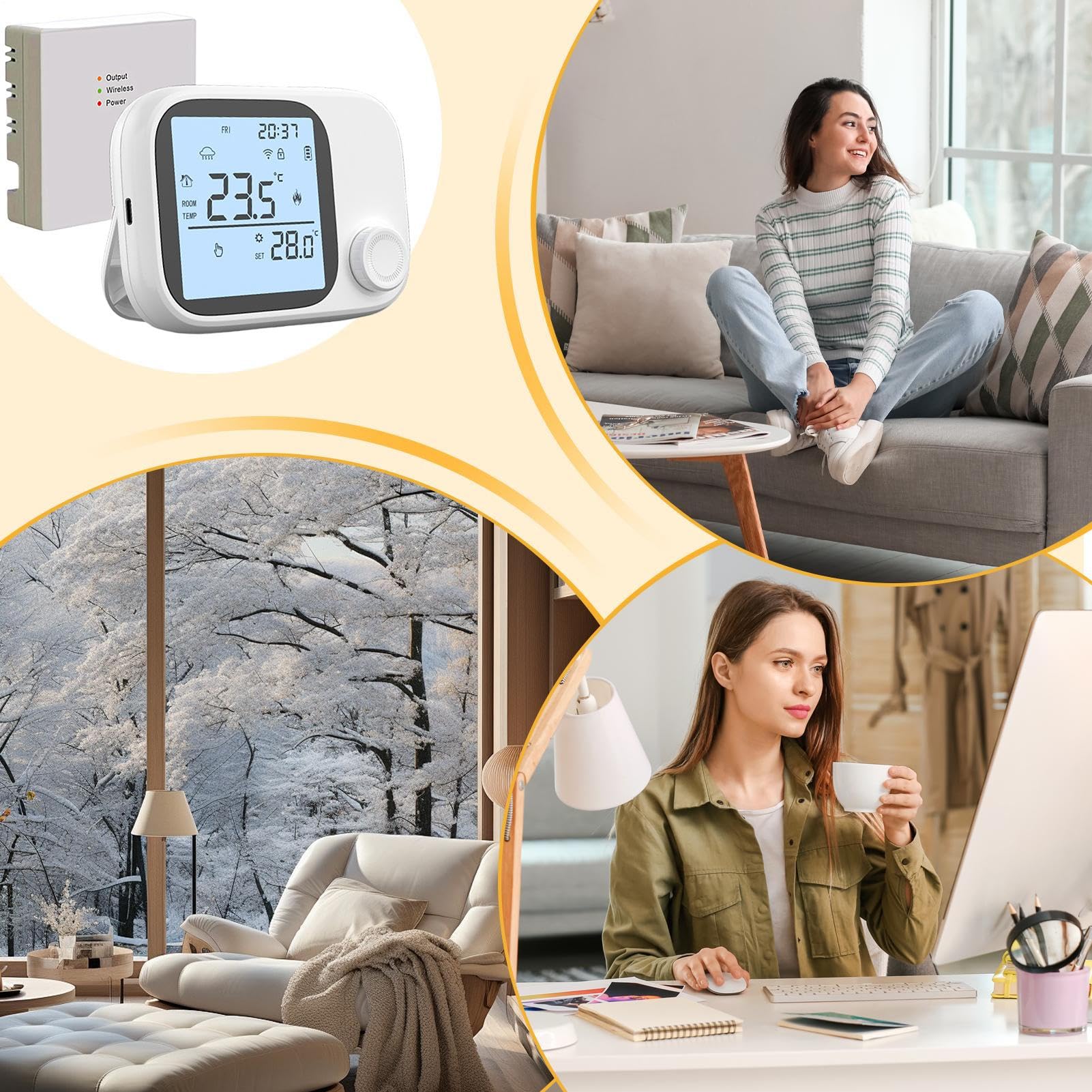 Termostati WiFi per la Casa Monitor Di Temperatura Wireless Con Display | Controllore Intelligente Della Temperatura Controllo APP E Vocale Per Casa Famiglia Ufficio Camera Da Soggiorno A