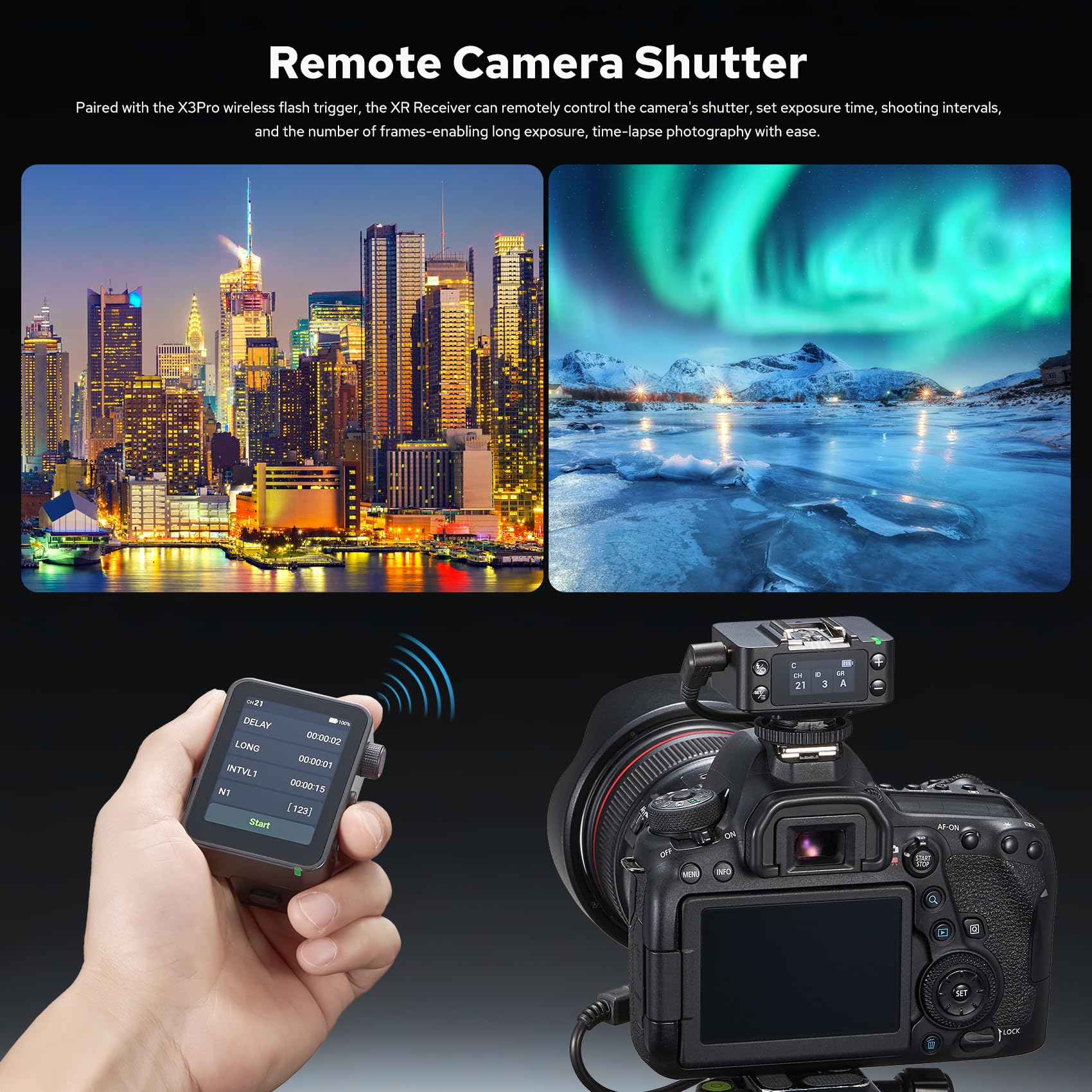 GODOX XR TTL Ricevitore Wireless per Fotocamere Canon e Nikon, XR-C XR-N Flash Trigger Receiver con Batteria Agli Ioni di Litio 1270 mAh, 2.4G Sistema Wireless X