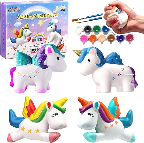 Juguetes esponjosos de unicornio, kit de levantamiento lento para pintar tus propios squishies, paquete de juguetes grandes para aliviar el estrés