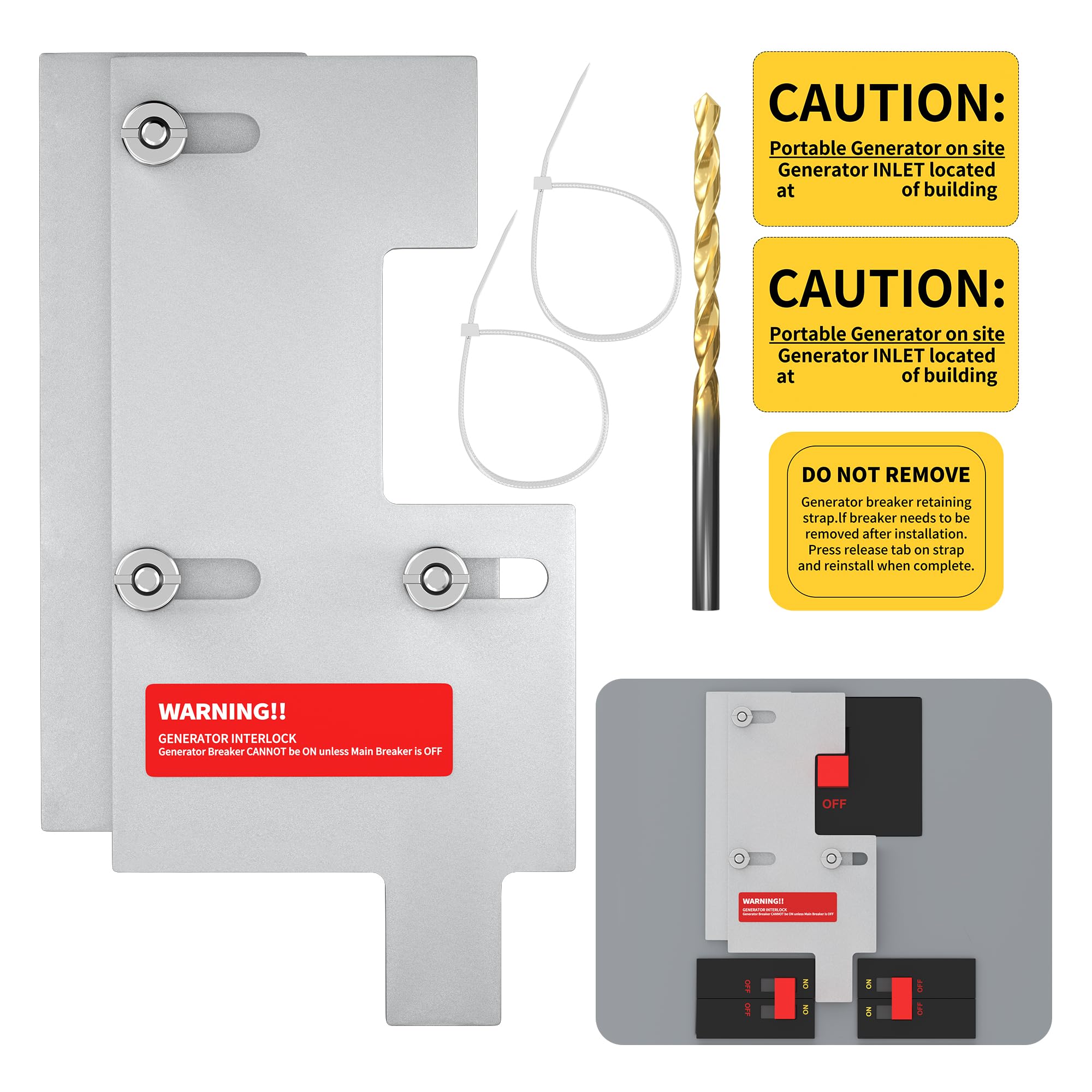 Generator Interlock Kit Compatible with Square D QO or Homeline 100 or 125 Amp Panels, Interlock Kit with 3/4 to 7/8 Inches Spacing Between Main and Generator Breaker — Amazon image 12