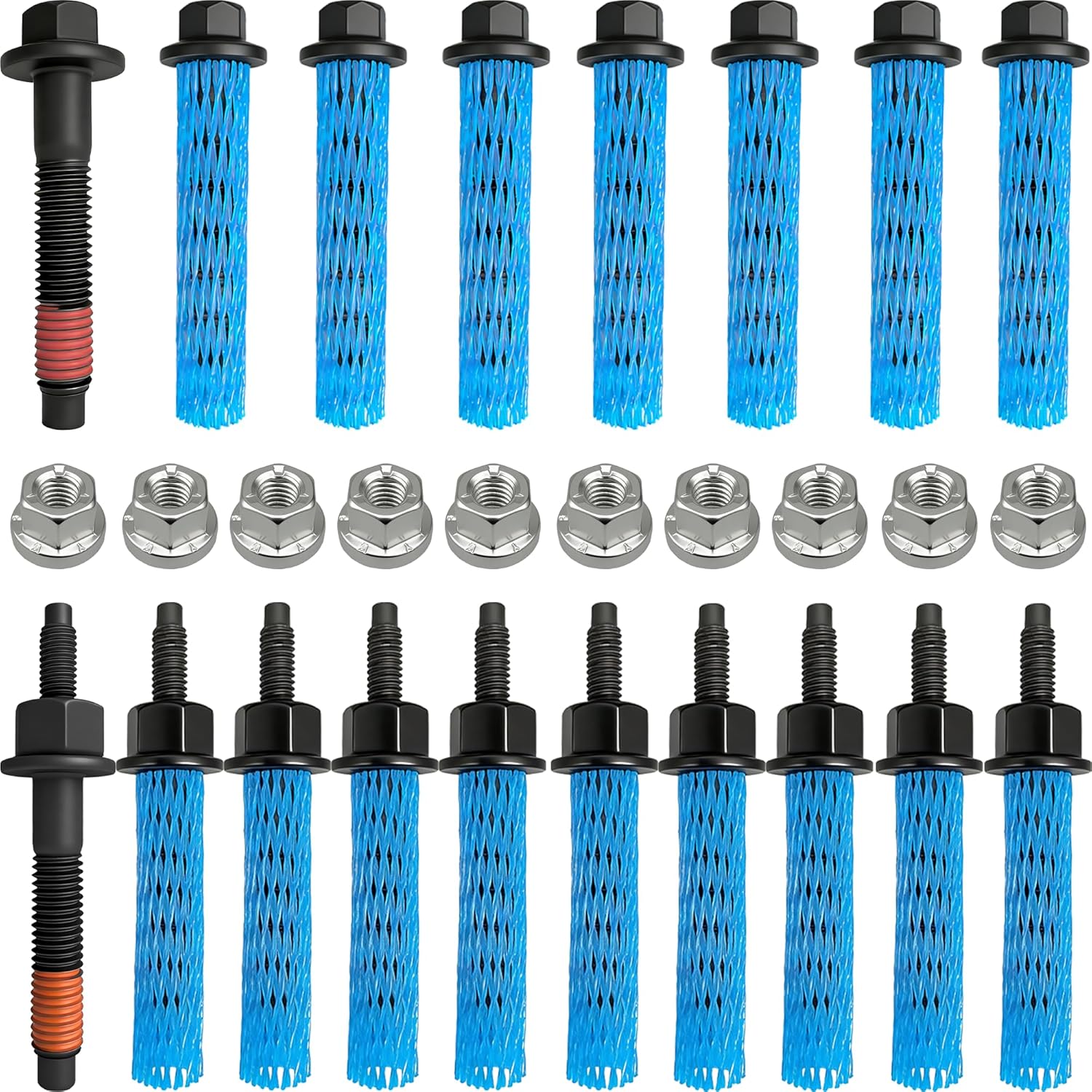 Exhaust Manifold Bolts & Nuts Compatible with Select Chrysler 300, Jeep Grand Cherokee, Dodge Challenger, Charger, Durango, Ram Pickup Models (2009-2023) Replaces 6510141AA, 03309,6507746AA