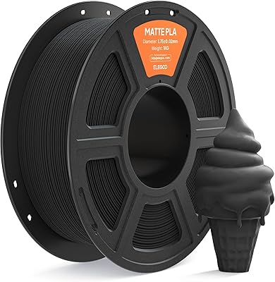 17 – ELEGOO Matte PLA Filament 1.75mm Black 1KG, 3D Printer Filament High Precision, 1kg Spool (2.2lbs) Fits for Most FDM 3D Printers