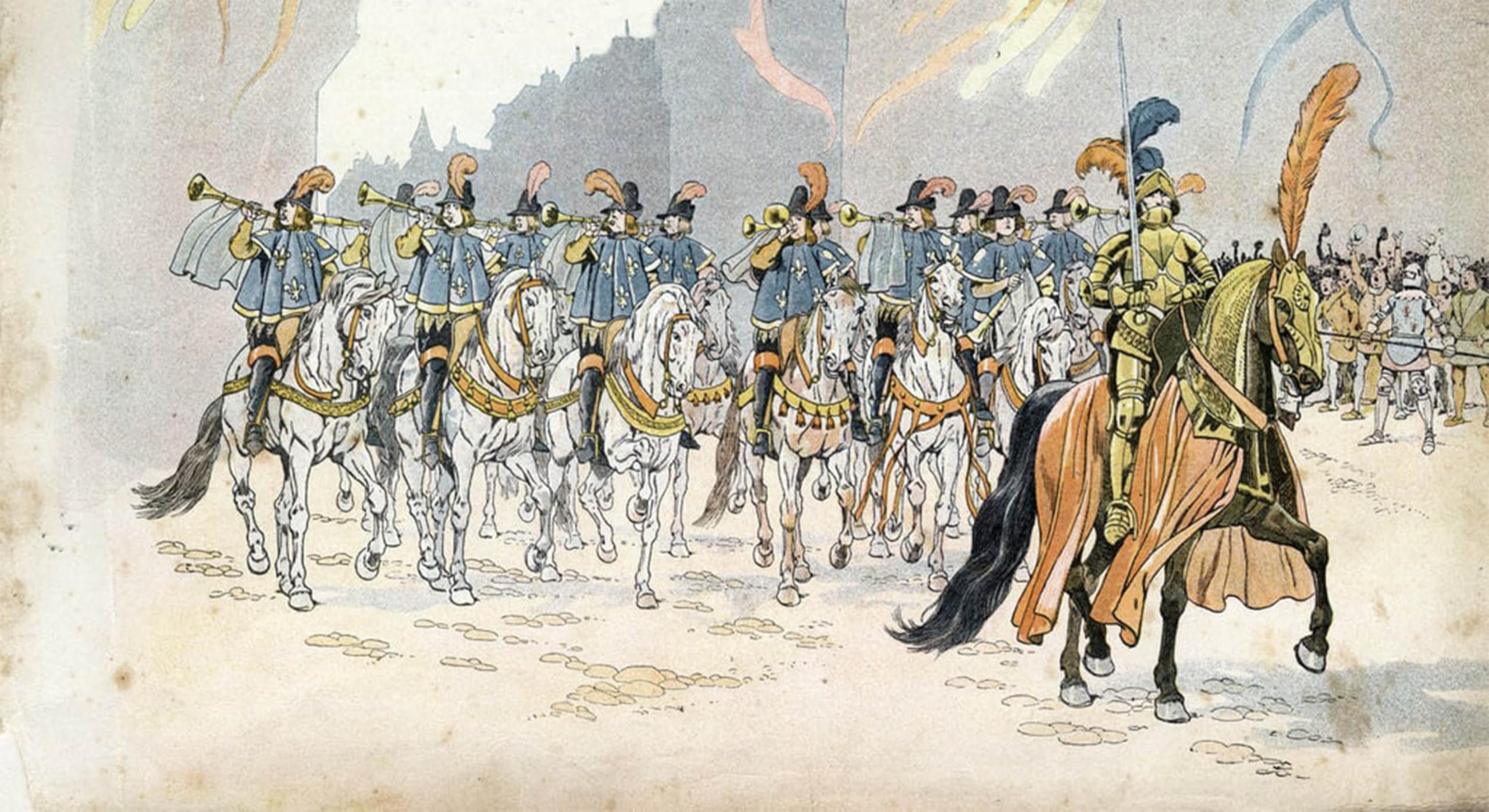 SERENDIPITP Retro Picture Poster Wall Art Pictures Painting Entrée of King Charles Vi in Paris Accompanies Thirty Trumpets in France Wall Art Canvas Print for Wall Decor 60x90cm