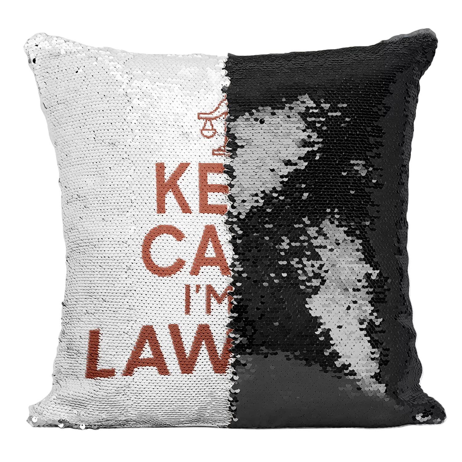 Coussin Sequin Noir Keep Calm I'm a Lawyer Parodie Avocat 40x40cm