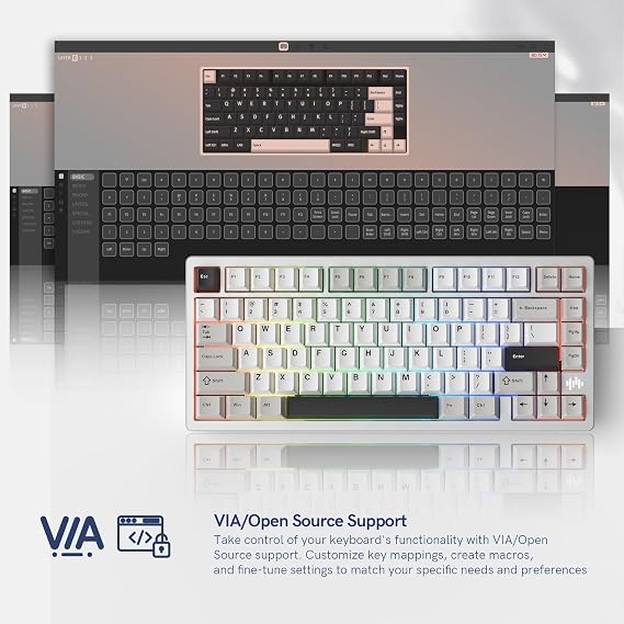 Womier RD75 Pro 75% Keyboard, Wireless Aluminum Gaming Keyboard, QMK/VIA, Trimodo Mechanical Keyboard, Customizable Hot-Swappable with Creamy RGB Keyboard for Windows/Mac/PC