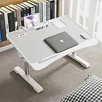 Mesa de Colo Multiuso Premium – Ajuste de Altura e Ângulo, Ideal para Trabalho, Jogo, Leitura e Refeições na Cama ou Sofá (Cinza - Altura ajustável e reversível)